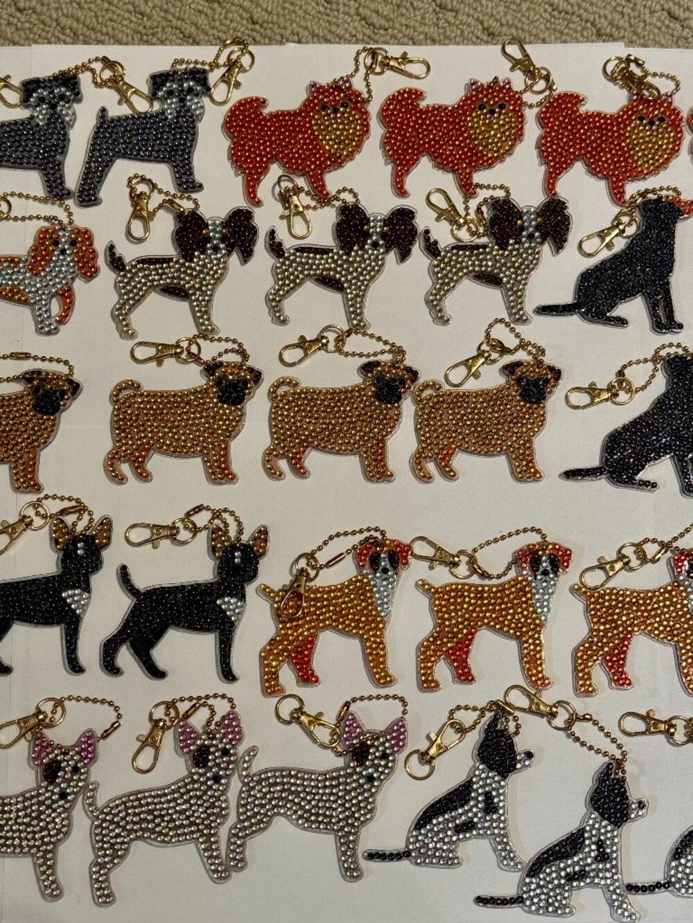 35 Diamond Art Dogs Backpack Charms Keychains
